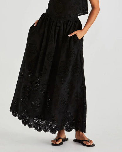 Ani Full Maxi Skirt - Black