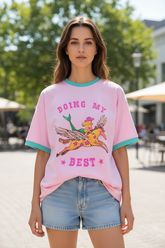 Mya Oversized Tee - Pink Doing My Best