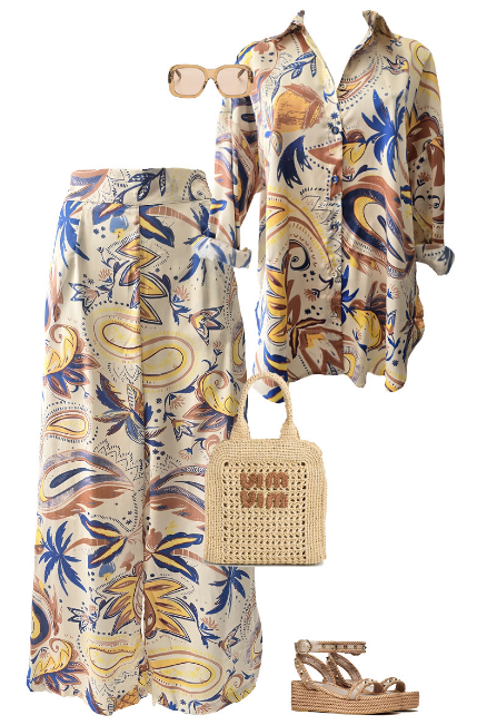 Vacation Button Up Collared Shirt -  Blue Holiday
