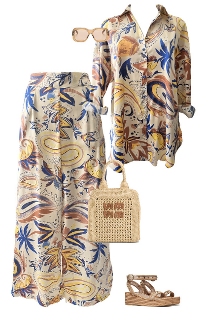 Vacation Button Up Collared Shirt -  Blue Holiday