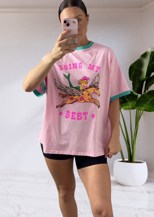 Mya Oversized Tee - Pink Doing My Best