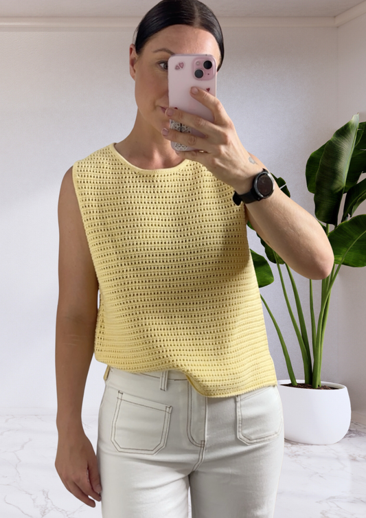 Margot Mesh Knit Tank - Yellow