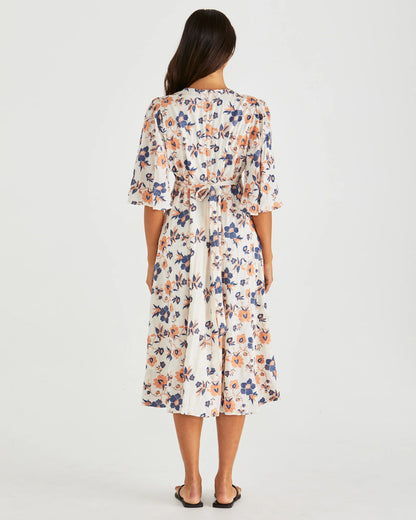 Luca Kimono Sleeve Midi Dress - Floral Embroidery