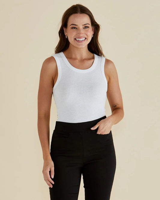 Francis Rib Tank Top - White