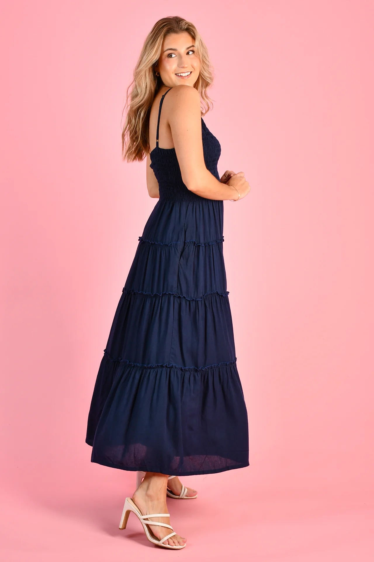 Jolene Shirred Bust Maxi Dress - Navy