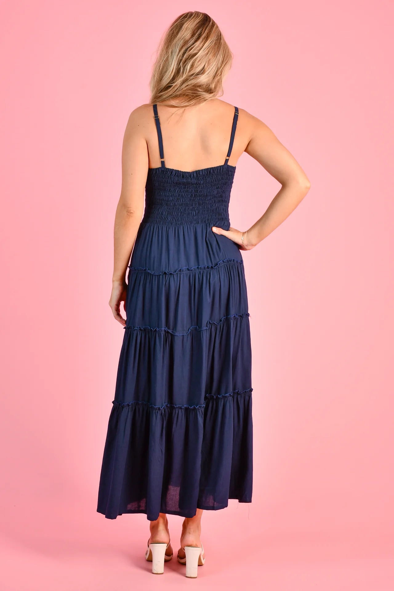 Jolene Shirred Bust Maxi Dress - Navy
