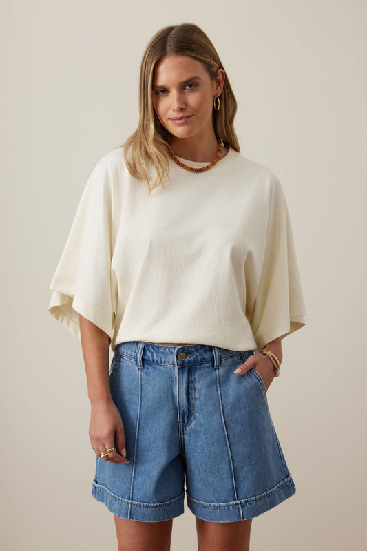 Juno Seamed Denim Shorts - Vintage Blue