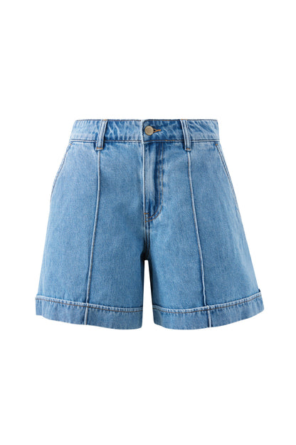 Juno Seamed Denim Shorts - Vintage Blue