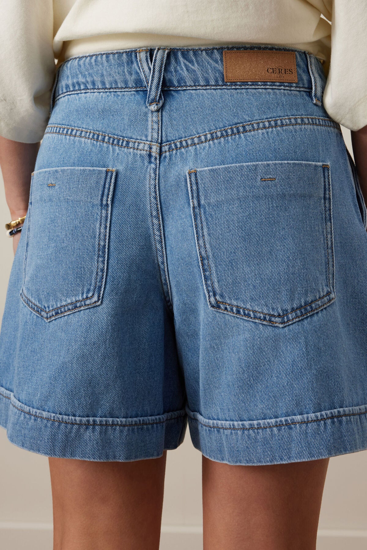 Juno Seamed Denim Shorts - Vintage Blue
