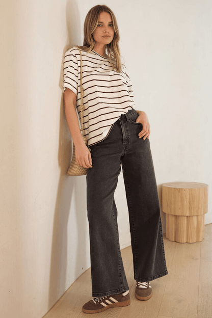 Evie Wide Leg Denim Jeans - Black