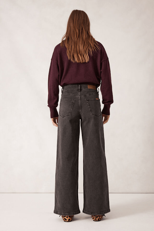 Evie Wide Leg Denim Jeans - Black