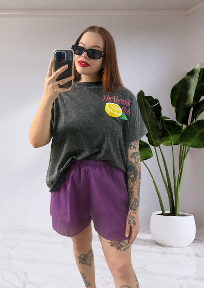 Frankie Oversized Tee T-Shirt - Lemon The Vacation Club Acid Wash