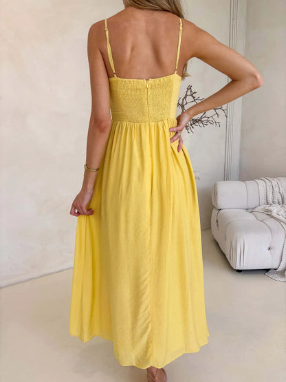 Sunset Tie Bust Maxi Dress - Yellow