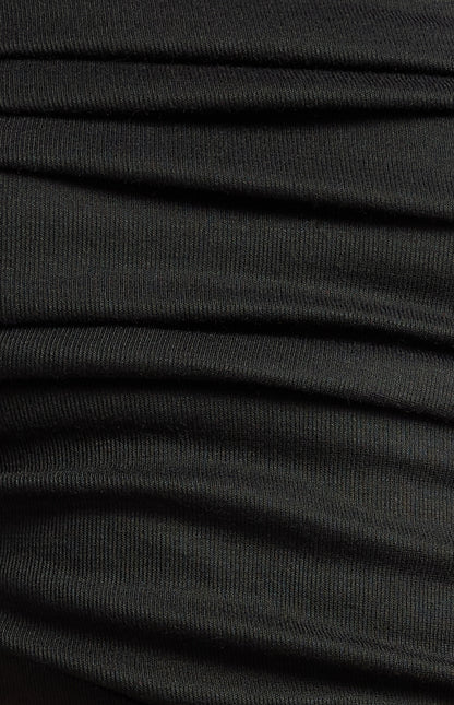 Tia Ruched Detail Bodice Sheer Top - Black