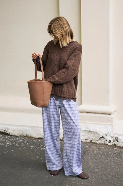 The Lounge Pant - blue chocolate check | Ceres Life