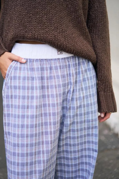 The Lounge Pant - blue chocolate check | Ceres Life