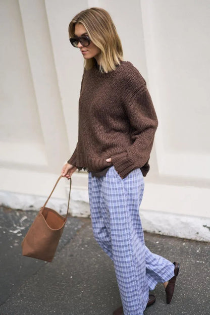The Lounge Pant - blue chocolate check | Ceres Life