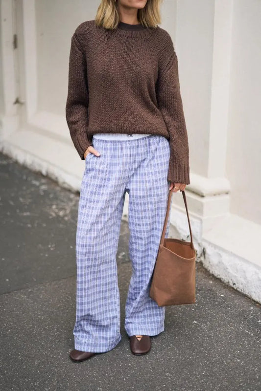 The Lounge Pant - blue chocolate check | Ceres Life