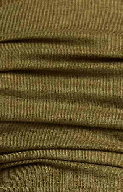 Tia Ruched Detail Bodice Sheer Top - Dark Olive