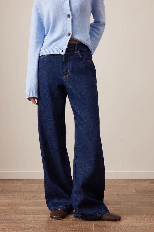 Morgan Relaxed Wide Leg Jean - Midnight Blue