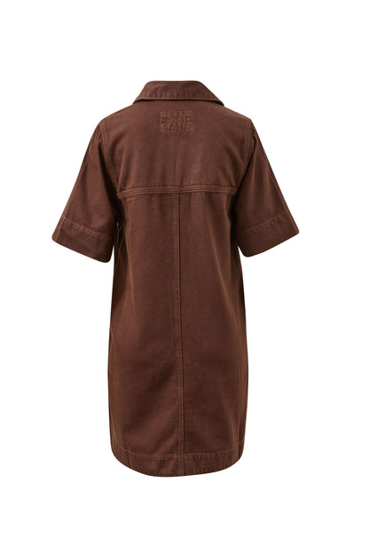 Bonnie Denim Relaxed Shirt Dress - Brown