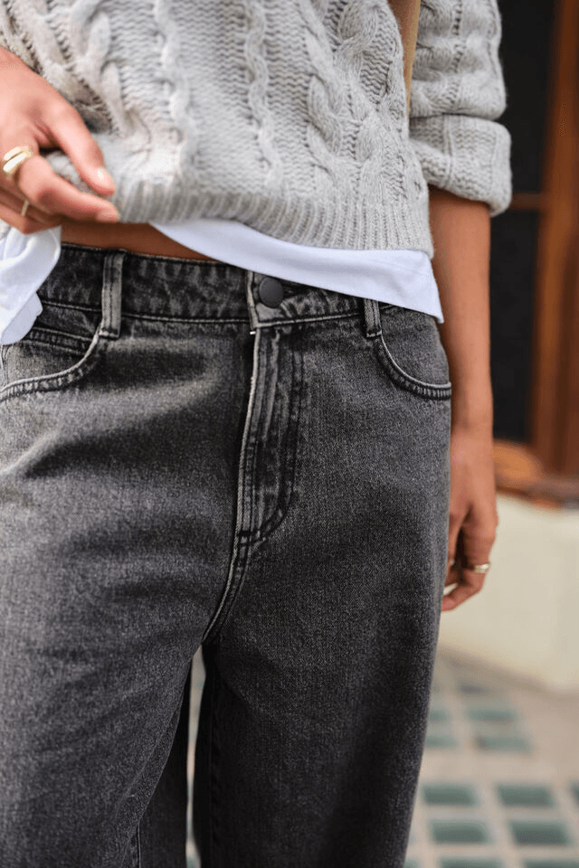 Maggie Tapered Barrel Jean - Faded Black | Ceres Life