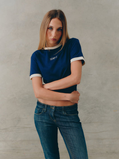 SŚAINT Logo Baby Tee - Navy