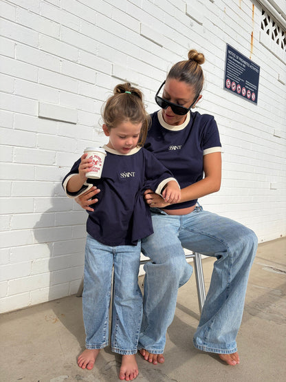 SŚAINT Logo Baby Tee - Navy