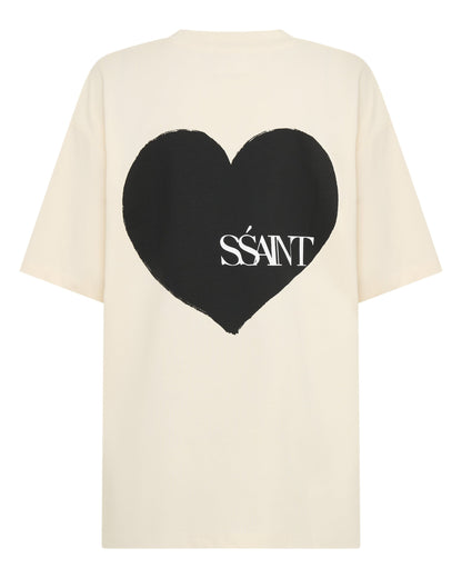 SŚAINT Heart T-shirt - Cream Black
