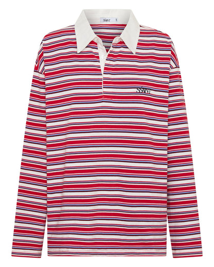 Knox Unisex Rugby Polo Shirt - Red Stripe | SSAINT