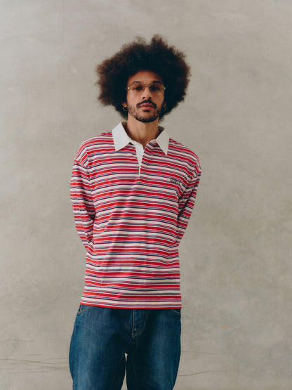 Knox Unisex Rugby Polo Shirt - Red Stripe | SSAINT