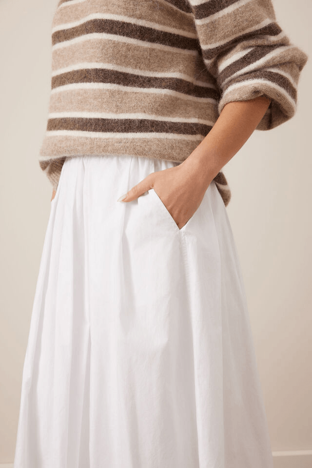 Florence Cotton Poplin Maxi Skirt - White