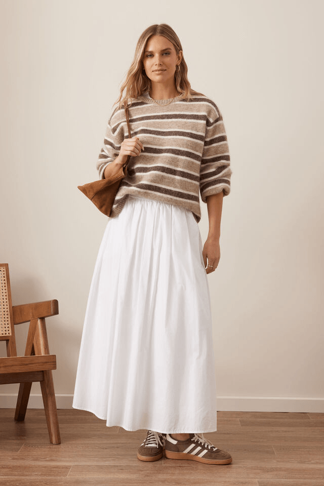 Florence Cotton Poplin Maxi Skirt - White