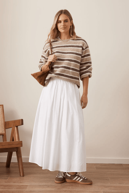 Florence Cotton Poplin Maxi Skirt - White