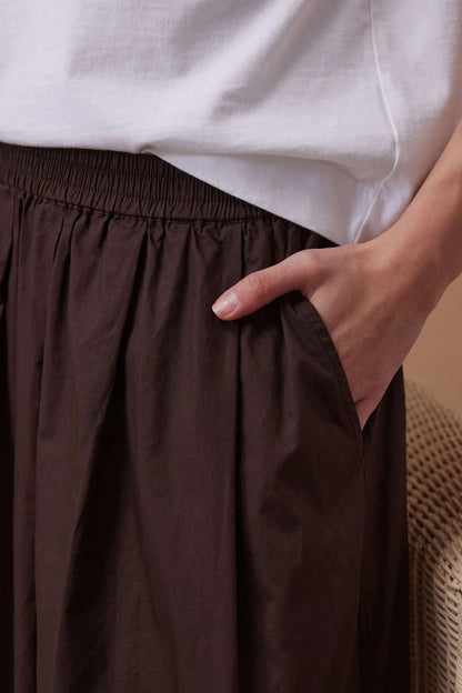 Florence Cotton Poplin Maxi Skirt - Choc Brown