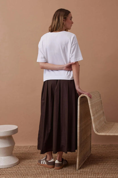 Florence Cotton Poplin Maxi Skirt - Choc Brown