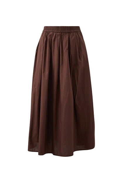 Florence Cotton Poplin Maxi Skirt - Choc Brown