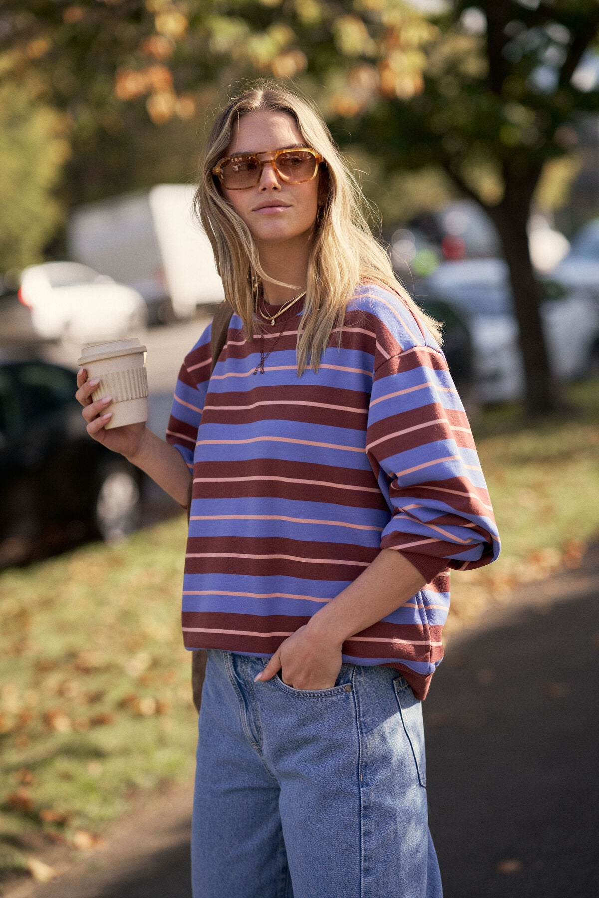 Romy Crew Jumper - Blue Clay Stripe