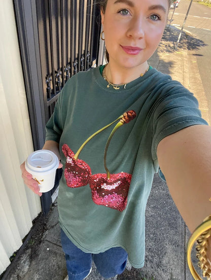 Disco Cherries Relaxed Tee T-Shirt - Pepper