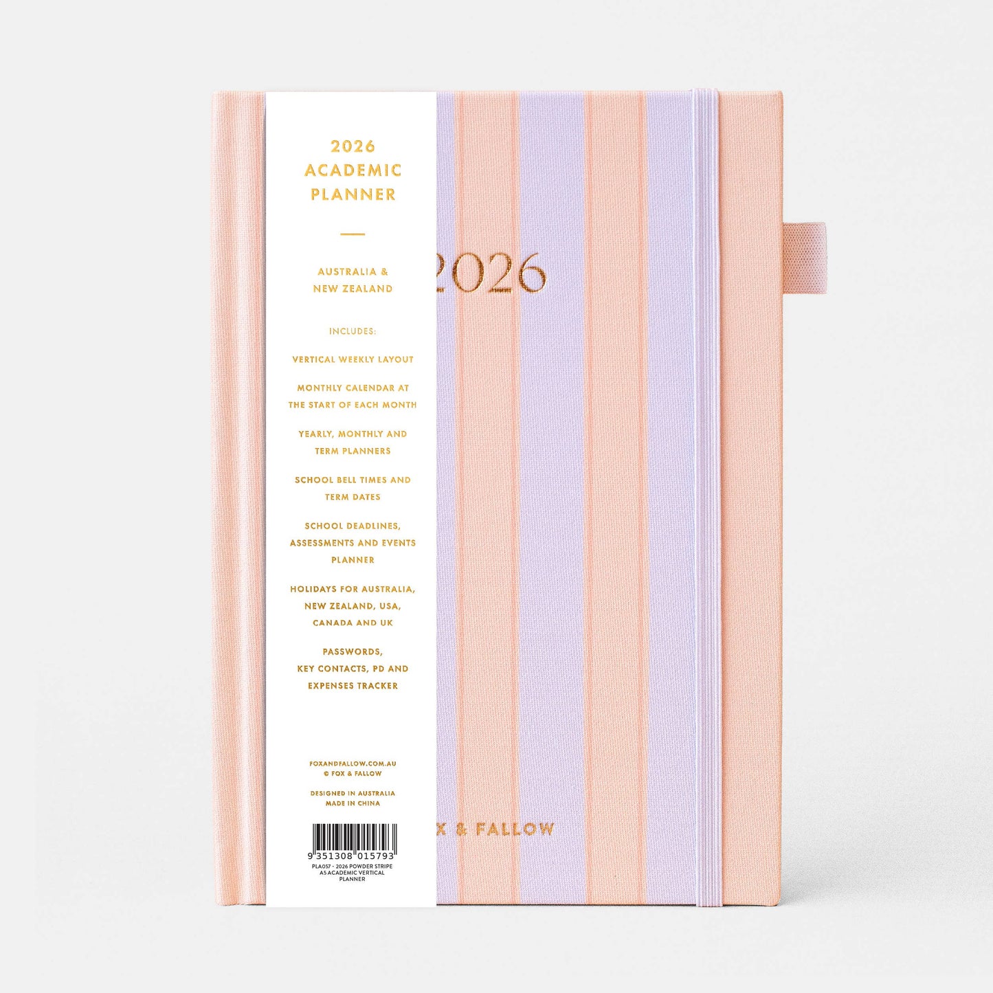 Fox & Fallow - 2026 Powder Stripe A5 Academic Vertical Planner