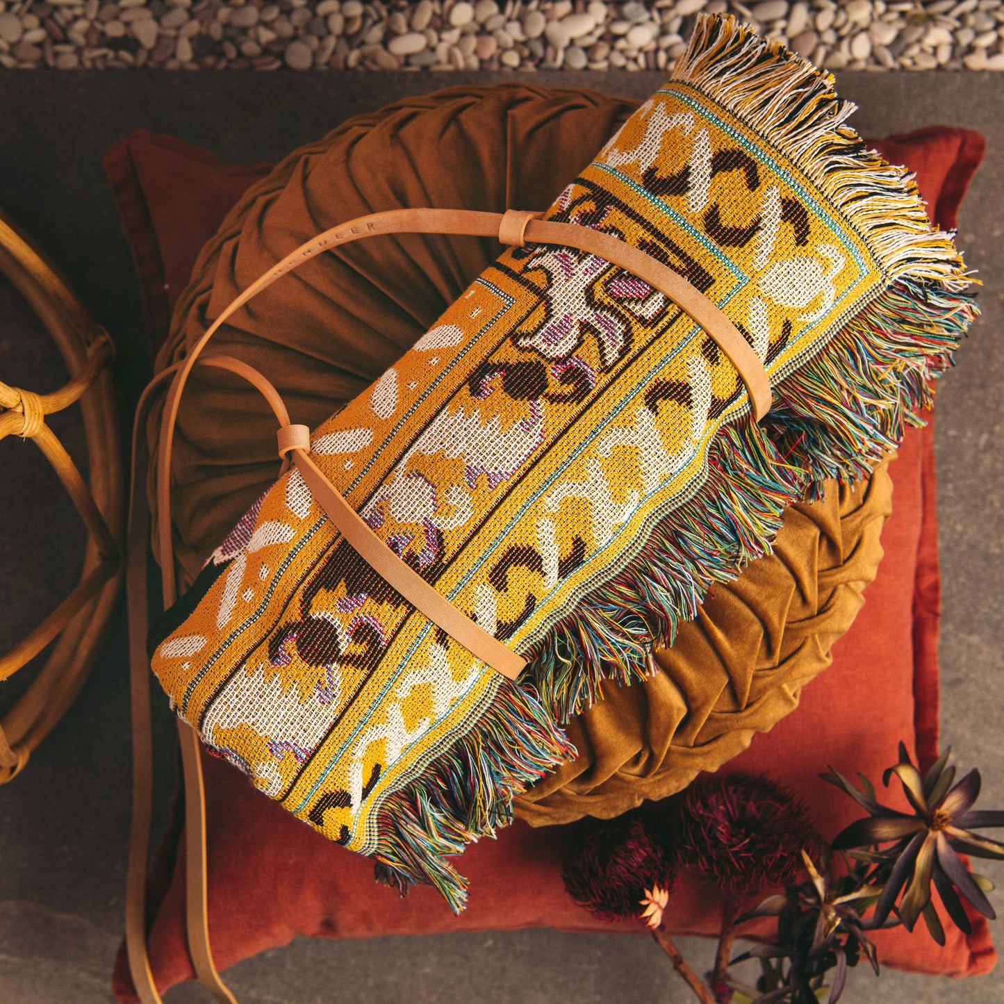 ‘Here Comes The Sun' Woven Picnic Rug/Throw: Regular 130x160cm | HENDEER