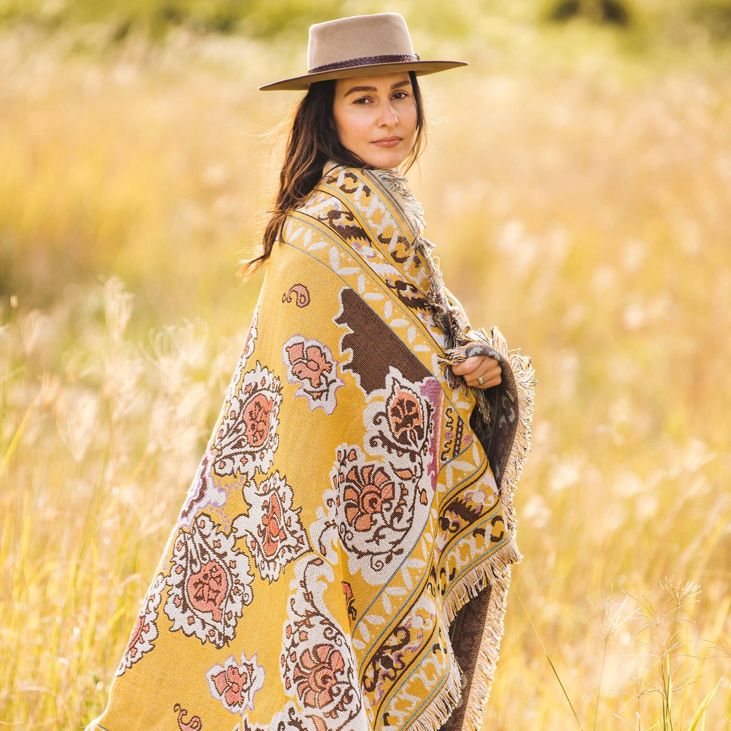 ‘Here Comes The Sun' Woven Picnic Rug/Throw: Regular 130x160cm | HENDEER