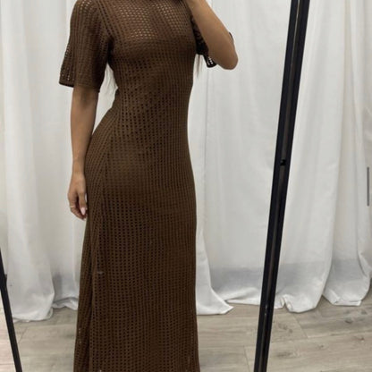 Kia Knit Maxi Dress - Chocolate Brown