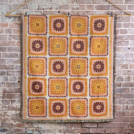 HENDEER - 'Eight Days a Week' Woven Picnic Rug/Throw: Large 170x200cm