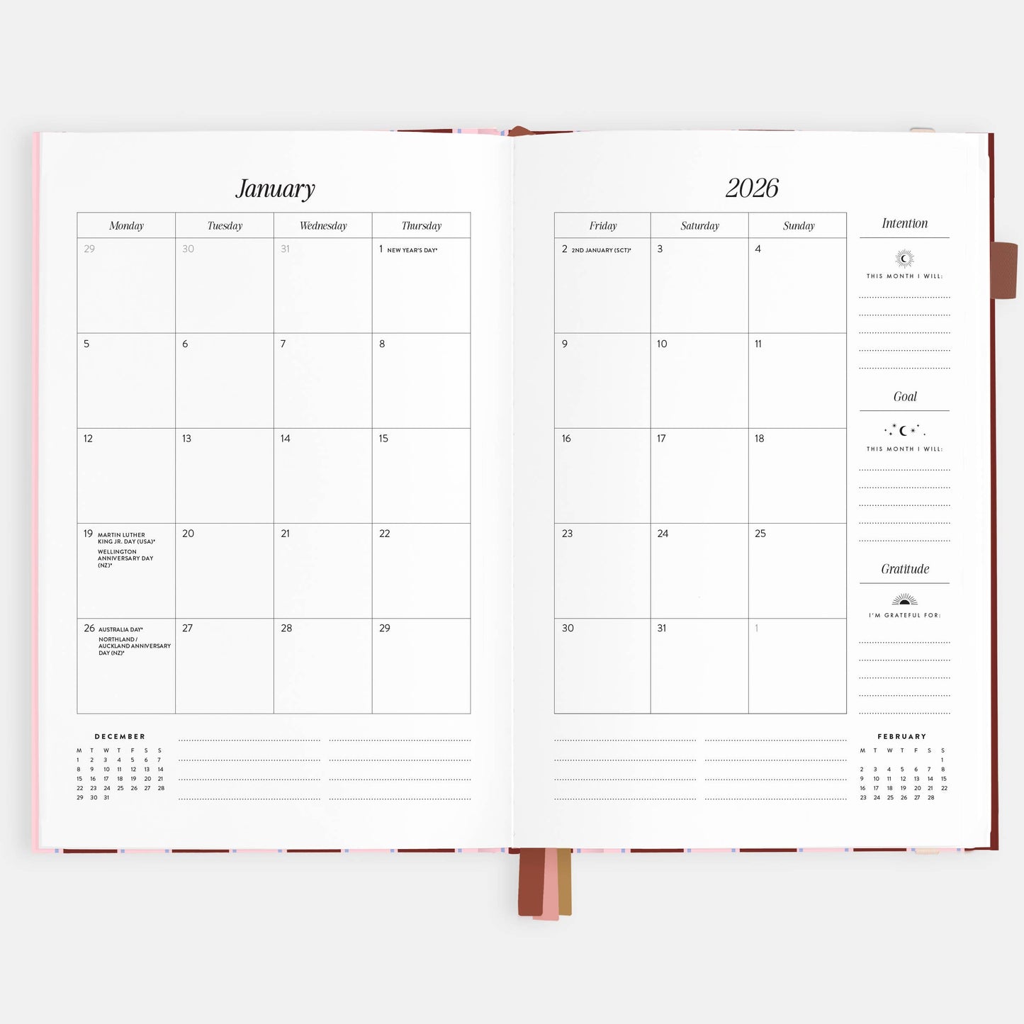 Fox & Fallow - 2026 Burgundy Stripe A5 Vertical Planner