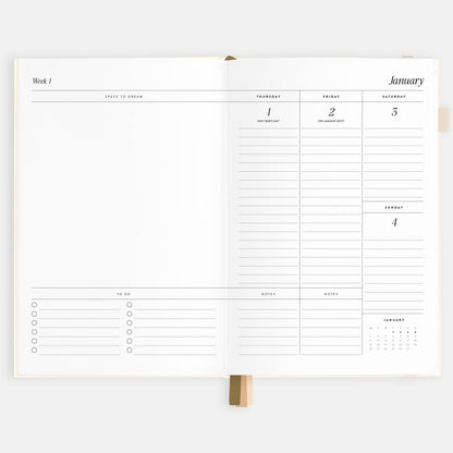 2026 Creme A5 Vertical Planner | Fox & Fallow