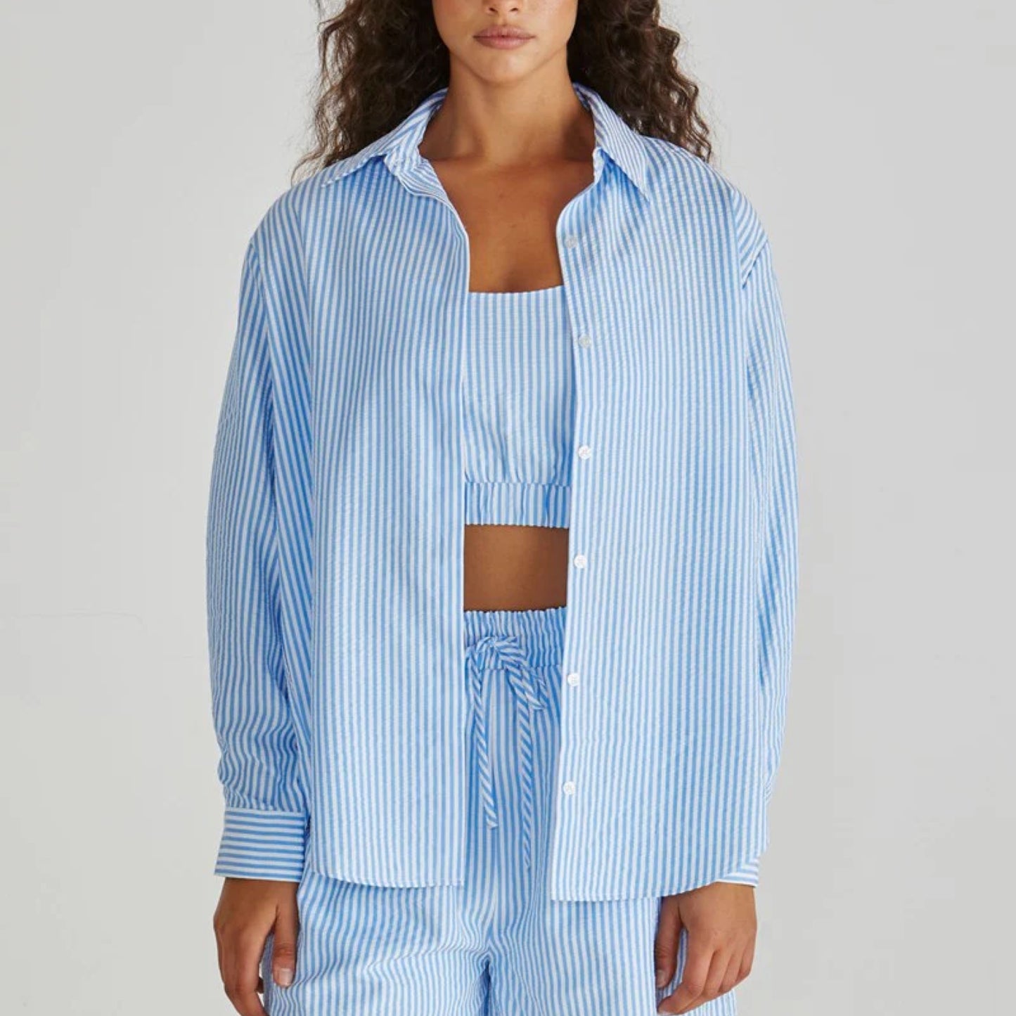Alani Shirt - Blue White Stripe