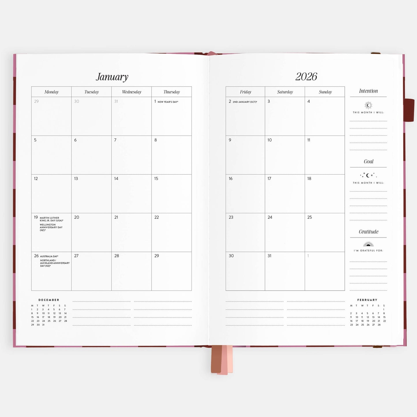 Fox & Fallow - 2026 Cherry Check A5 Horizontal Planner