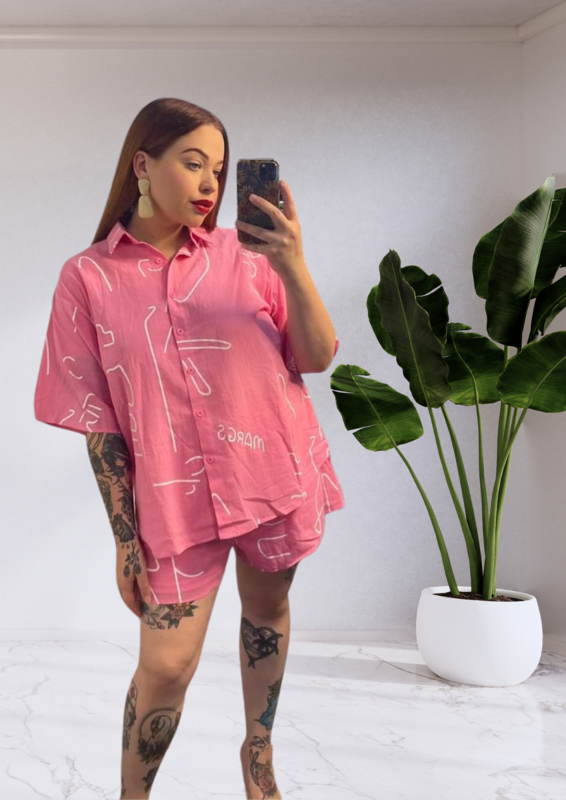 Taya by Frankie Shirt & Shorts Set - Pink Margs