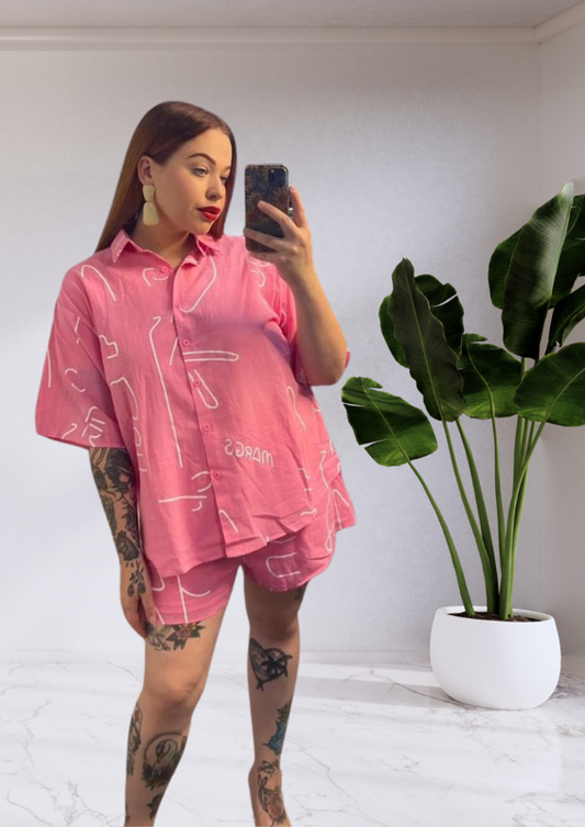Taya by Frankie Shirt & Shorts Set - Pink Margs
